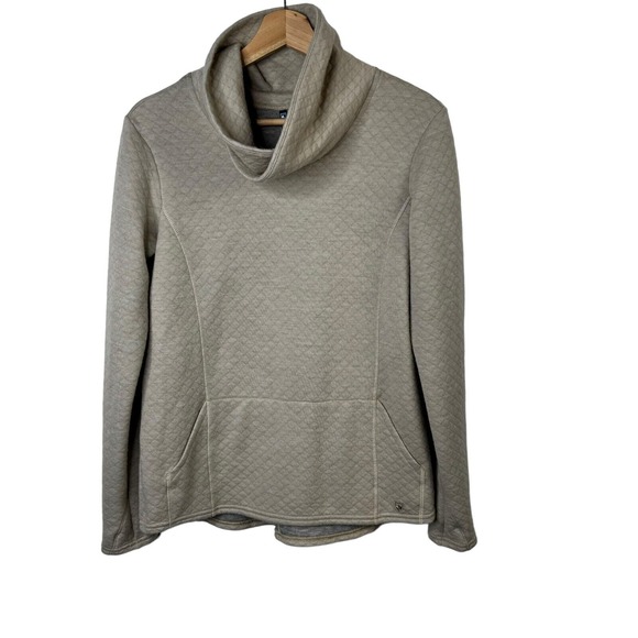 Kuhl Athena Pullover Sweater Sz M Beige Dove Neutral Long sleeve Cowl Neck Cozy - Picture 1 of 7
